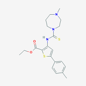 molecular formula C21H27N3O2S2 B276160 Ethyl 3-{[(4-methyl-1,4-diazepan-1-yl)carbothioyl]amino}-5-(4-methylphenyl)-2-thiophenecarboxylate 