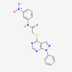 molecular formula C19H14N6O3S B2761602 N-(3-nitrophenyl)-2-(1-phenylpyrazolo[3,4-d]pyrimidin-4-yl)sulfanylacetamide CAS No. 335223-29-5