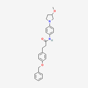 molecular formula C27H30N2O3 B2761612 3-(4-(苄氧基)苯基)-N-(4-(3-甲氧基吡咯烷-1-基)苯基)丙酰胺 CAS No. 1796970-71-2