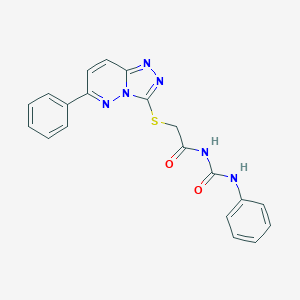 molecular formula C20H16N6O2S B276162 N-phenyl-N'-{[(6-phenyl[1,2,4]triazolo[4,3-b]pyridazin-3-yl)sulfanyl]acetyl}urea 