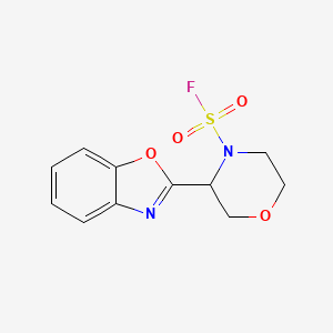 molecular formula C11H11FN2O4S B2761629 3-(1,3-Benzoxazol-2-yl)morpholine-4-sulfonyl fluoride CAS No. 2411245-57-1