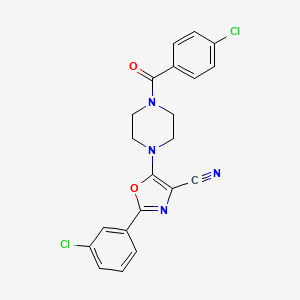 molecular formula C21H16Cl2N4O2 B2761631 5-(4-(4-Chlorobenzoyl)piperazin-1-yl)-2-(3-chlorophenyl)oxazole-4-carbonitrile CAS No. 903586-72-1