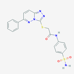 molecular formula C19H16N6O3S2 B276164 N-[4-(aminosulfonyl)phenyl]-2-[(6-phenyl[1,2,4]triazolo[4,3-b]pyridazin-3-yl)sulfanyl]acetamide 
