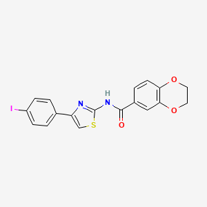 molecular formula C18H13IN2O3S B2761643 N-[4-(4-iodophenyl)-1,3-thiazol-2-yl]-2,3-dihydro-1,4-benzodioxine-6-carboxamide CAS No. 477550-50-8