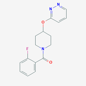 molecular formula C16H16FN3O2 B2761650 (2-Fluorophenyl)(4-(pyridazin-3-yloxy)piperidin-1-yl)methanone CAS No. 1448069-66-6