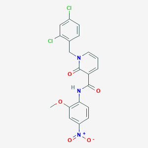 molecular formula C20H15Cl2N3O5 B2761653 1-(2,4-dichlorobenzyl)-N-(2-methoxy-4-nitrophenyl)-2-oxo-1,2-dihydropyridine-3-carboxamide CAS No. 941953-52-2