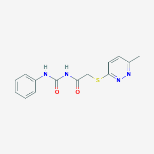 molecular formula C14H14N4O2S B276166 N-{[(6-methyl-3-pyridazinyl)sulfanyl]acetyl}-N'-phenylurea 