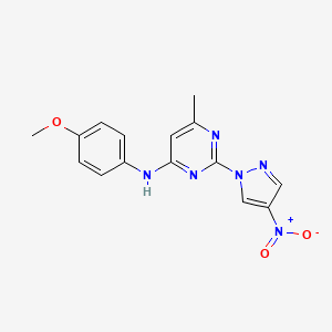 molecular formula C15H14N6O3 B2761661 N-(4-methoxyphenyl)-6-methyl-2-(4-nitro-1H-pyrazol-1-yl)pyrimidin-4-amine CAS No. 1002041-75-9