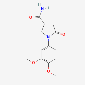 molecular formula C13H16N2O4 B2761668 1-(3,4-Dimethoxyphenyl)-5-oxopyrrolidine-3-carboxamide CAS No. 1267290-36-7