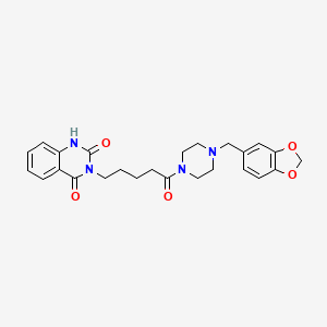 molecular formula C25H28N4O5 B2761673 3-[5-(4-(1,3-苯并二氧杂环-5-基甲基哌嗪-1-基)-5-氧代戊基)-1H-喹唑啉-2,4-二酮 CAS No. 896355-66-1