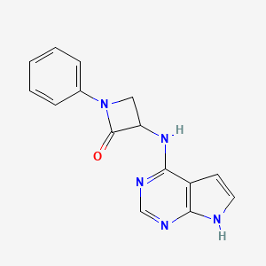 molecular formula C15H13N5O B2761692 1-Phenyl-3-(7H-pyrrolo[2,3-d]pyrimidin-4-ylamino)azetidin-2-one CAS No. 2411201-00-6