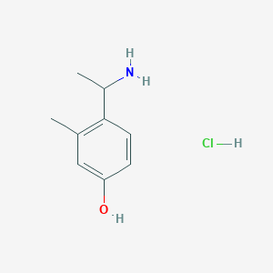 molecular formula C9H14ClNO B2761693 4-(1-Aminoethyl)-3-methylphenol;hydrochloride CAS No. 2567495-04-7