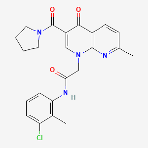 N-(3-chloro-2-methylphenyl)-2-(7-methyl-4-oxo-3-(pyrrolidine-1-carbonyl)-1,8-naphthyridin-1(4H)-yl)acetamide
