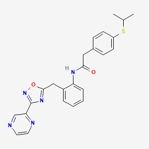 2-(4-(isopropylthio)phenyl)-N-(2-((3-(pyrazin-2-yl)-1,2,4-oxadiazol-5-yl)methyl)phenyl)acetamide