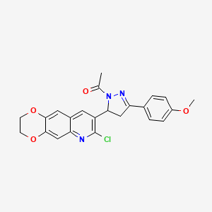 1-(5-(7-chloro-2,3-dihydro-[1,4]dioxino[2,3-g]quinolin-8-yl)-3-(4-methoxyphenyl)-4,5-dihydro-1H-pyrazol-1-yl)ethanone