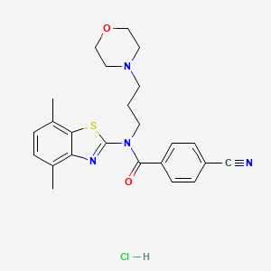 molecular formula C24H27ClN4O2S B2761720 4-氰基-N-(4,7-二甲基苯并[d]噻唑-2-基)-N-(3-吗啉基丙基)苯甲酰胺盐酸盐 CAS No. 1219181-63-1