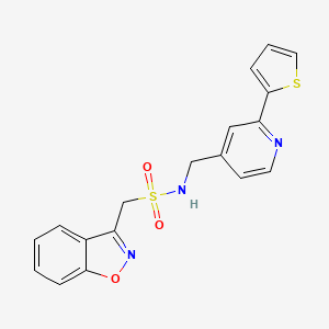 molecular formula C18H15N3O3S2 B2761721 1-(benzo[d]isoxazol-3-yl)-N-((2-(thiophen-2-yl)pyridin-4-yl)methyl)methanesulfonamide CAS No. 2034340-80-0