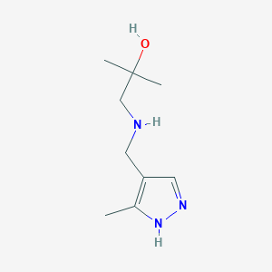 molecular formula C9H17N3O B2761722 2-methyl-1-{[(3-methyl-1H-pyrazol-4-yl)methyl]amino}propan-2-ol CAS No. 1464813-87-3