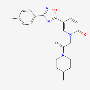 molecular formula C22H24N4O3 B2761735 1-(2-(4-methylpiperidin-1-yl)-2-oxoethyl)-5-(3-(p-tolyl)-1,2,4-oxadiazol-5-yl)pyridin-2(1H)-one CAS No. 1251679-23-8