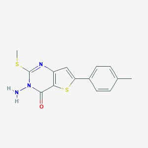 molecular formula C14H13N3OS2 B276176 3-amino-6-(4-methylphenyl)-2-(methylsulfanyl)thieno[3,2-d]pyrimidin-4(3H)-one 