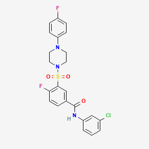 molecular formula C23H20ClF2N3O3S B2761761 N-(3-chlorophenyl)-4-fluoro-3-[4-(4-fluorophenyl)piperazin-1-yl]sulfonylbenzamide CAS No. 451476-94-1