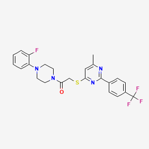 molecular formula C24H22F4N4OS B2761763 1-(4-(2-Fluorophenyl)piperazin-1-yl)-2-((6-methyl-2-(4-(trifluoromethyl)phenyl)pyrimidin-4-yl)thio)ethanone CAS No. 1216985-25-9