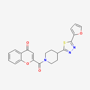 molecular formula C21H17N3O4S B2761775 2-(4-(5-(呋喃-2-基)-1,3,4-噻二唑-2-基)哌啶-1-甲酰)-4H-香豆素-4-酮 CAS No. 1351653-64-9