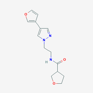 molecular formula C14H17N3O3 B2761779 N-(2-(4-(furan-3-yl)-1H-pyrazol-1-yl)ethyl)tetrahydrofuran-3-carboxamide CAS No. 2034354-61-3
