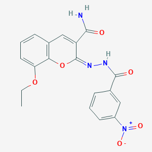 (2E)-8-ethoxy-2-[(3-nitrobenzoyl)hydrazinylidene]chromene-3-carboxamide