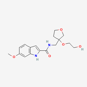 molecular formula C17H22N2O5 B2761789 N-((3-(2-hydroxyethoxy)tetrahydrofuran-3-yl)methyl)-6-methoxy-1H-indole-2-carboxamide CAS No. 2320889-50-5
