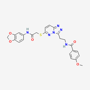 molecular formula C24H22N6O5S B2761791 N-(2-(6-((2-(benzo[d][1,3]dioxol-5-ylamino)-2-oxoethyl)thio)-[1,2,4]triazolo[4,3-b]pyridazin-3-yl)ethyl)-4-methoxybenzamide CAS No. 872995-76-1