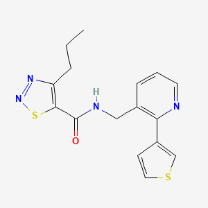 molecular formula C16H16N4OS2 B2761799 4-propyl-N-((2-(thiophen-3-yl)pyridin-3-yl)methyl)-1,2,3-thiadiazole-5-carboxamide CAS No. 2310208-48-9