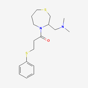 molecular formula C17H26N2OS2 B2761807 1-(3-((二甲基氨基)甲基)-1,4-噻杂环戊烷-4-基)-3-(苯基硫基)丙酮 CAS No. 1448067-03-5