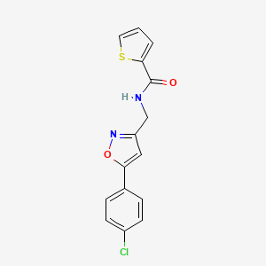 molecular formula C15H11ClN2O2S B2761808 N-((5-(4-氯苯基)异噁唑-3-基)甲基)噻吩-2-羧酰胺 CAS No. 946340-97-2