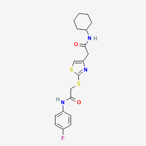 N-cyclohexyl-2-(2-((2-((4-fluorophenyl)amino)-2-oxoethyl)thio)thiazol-4-yl)acetamide