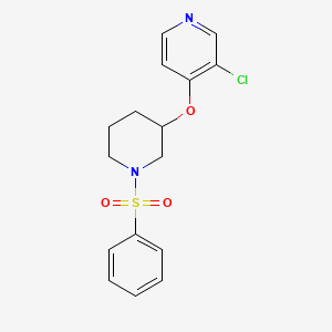 molecular formula C16H17ClN2O3S B2761819 3-Chloro-4-((1-(phenylsulfonyl)piperidin-3-yl)oxy)pyridine CAS No. 2034620-48-7