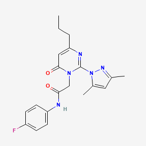 molecular formula C20H22FN5O2 B2761822 2-(2-(3,5-dimethyl-1H-pyrazol-1-yl)-6-oxo-4-propylpyrimidin-1(6H)-yl)-N-(4-fluorophenyl)acetamide CAS No. 1002044-01-0