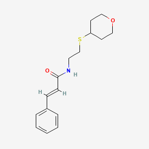 molecular formula C16H21NO2S B2761823 N-(2-((tetrahydro-2H-pyran-4-yl)thio)ethyl)cinnamamide CAS No. 2035022-77-4