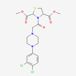 molecular formula C19H23Cl2N3O5S B2761834 2,4-Dimethyl 3-{2-[4-(3,4-dichlorophenyl)piperazin-1-yl]acetyl}-1,3-thiazolidine-2,4-dicarboxylate CAS No. 339012-82-7