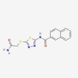 molecular formula C15H12N4O2S2 B2761839 N-(5-((2-amino-2-oxoethyl)thio)-1,3,4-thiadiazol-2-yl)-2-naphthamide CAS No. 893154-08-0