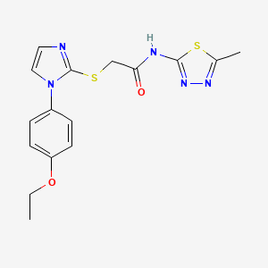 molecular formula C16H17N5O2S2 B2761848 2-[1-(4-ethoxyphenyl)imidazol-2-yl]sulfanyl-N-(5-methyl-1,3,4-thiadiazol-2-yl)acetamide CAS No. 851132-62-2