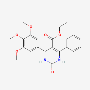 molecular formula C22H24N2O6 B2761854 Ethyl 4-oxo-6-phenyl-2-(3,4,5-trimethoxyphenyl)-2H,3H,5H-3,5-diazinecarboxylate CAS No. 362497-71-0