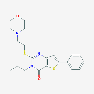 molecular formula C21H25N3O2S2 B276186 2-{[2-(4-morpholinyl)ethyl]sulfanyl}-6-phenyl-3-propylthieno[3,2-d]pyrimidin-4(3H)-one 