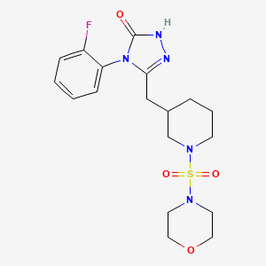 molecular formula C18H24FN5O4S B2761866 4-(2-氟苯基)-3-((1-(吗啉磺酰基)哌啶-3-基)甲基)-1H-1,2,4-三唑-5(4H)-酮 CAS No. 2034476-01-0