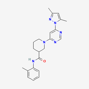 molecular formula C22H26N6O B2761869 1-(6-(3,5-dimethyl-1H-pyrazol-1-yl)pyrimidin-4-yl)-N-(o-tolyl)piperidine-3-carboxamide CAS No. 1334374-74-1