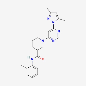 molecular formula C22H26N6O B2761869 1-(6-(3,5-二甲基-1H-吡唑-1-基)嘧啶-4-基)-N-(邻甲苯基)哌啶-3-甲酰胺 CAS No. 1334374-74-1