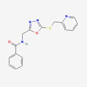 N-((5-((pyridin-2-ylmethyl)thio)-1,3,4-oxadiazol-2-yl)methyl)benzamide