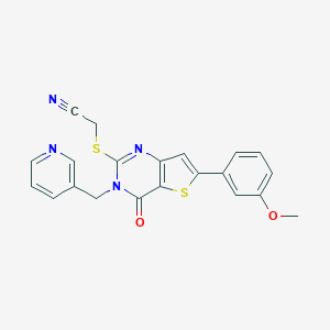molecular formula C21H16N4O2S2 B276188 {[6-(3-Methoxyphenyl)-4-oxo-3-(3-pyridinylmethyl)-3,4-dihydrothieno[3,2-d]pyrimidin-2-yl]sulfanyl}acetonitrile 
