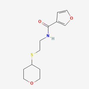 molecular formula C12H17NO3S B2761881 N-(2-((四氢-2H-吡喃-4-基)硫基)乙基)呋喃-3-甲酰胺 CAS No. 1903842-48-7
