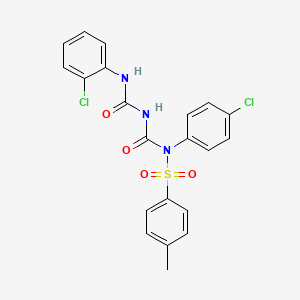 molecular formula C21H17Cl2N3O4S B2761883 N-(4-chlorophenyl)-N-(((2-chlorophenyl)carbamoyl)carbamoyl)-4-methylbenzenesulfonamide CAS No. 324539-97-1